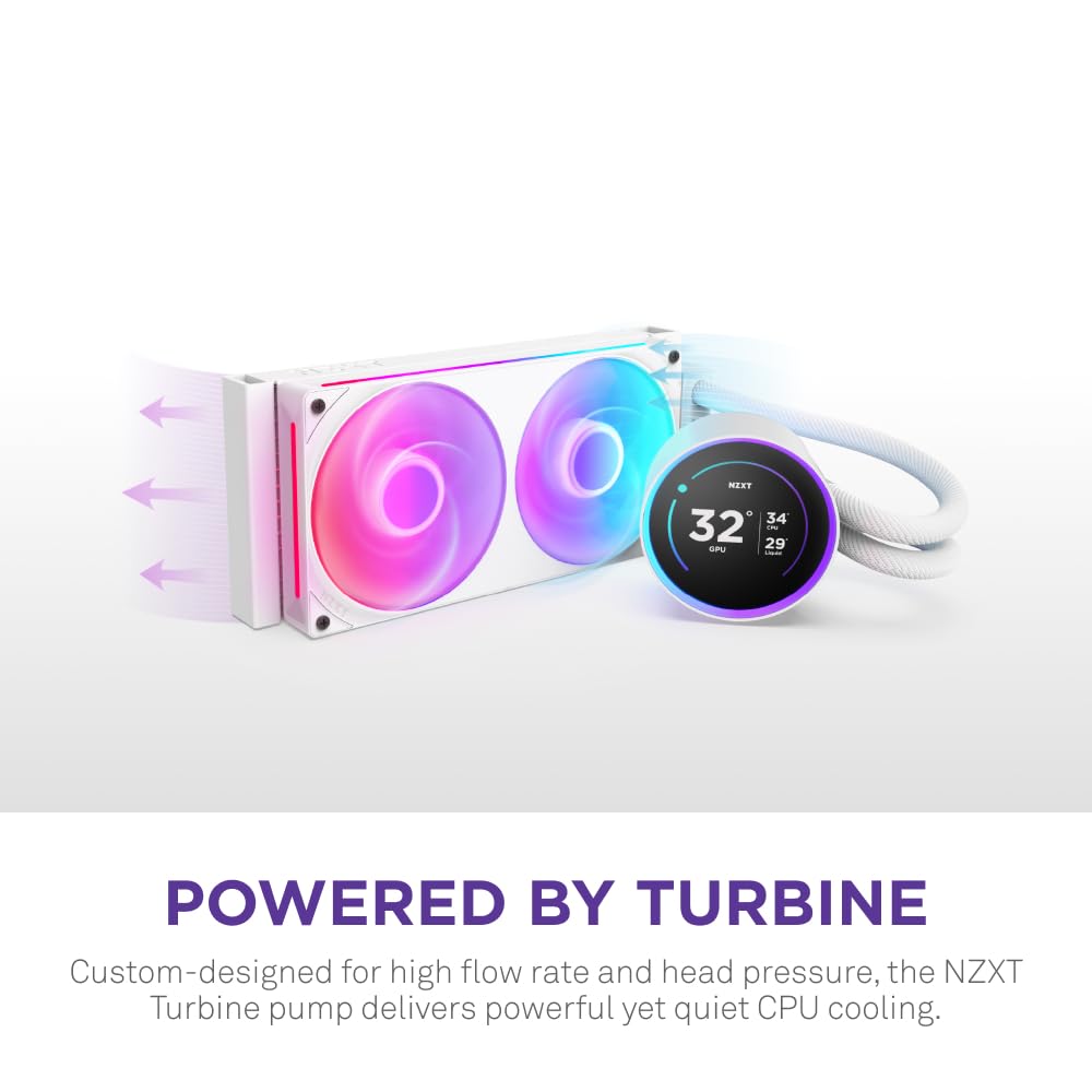 Nzxt Kraken Elite 240 Rgb 2024   Aio Cpu Liquid Cooler   240Mm Radiator   2 X F120P Fans   Customizable 2.72'' Ips Lcd   Nzxt Tu