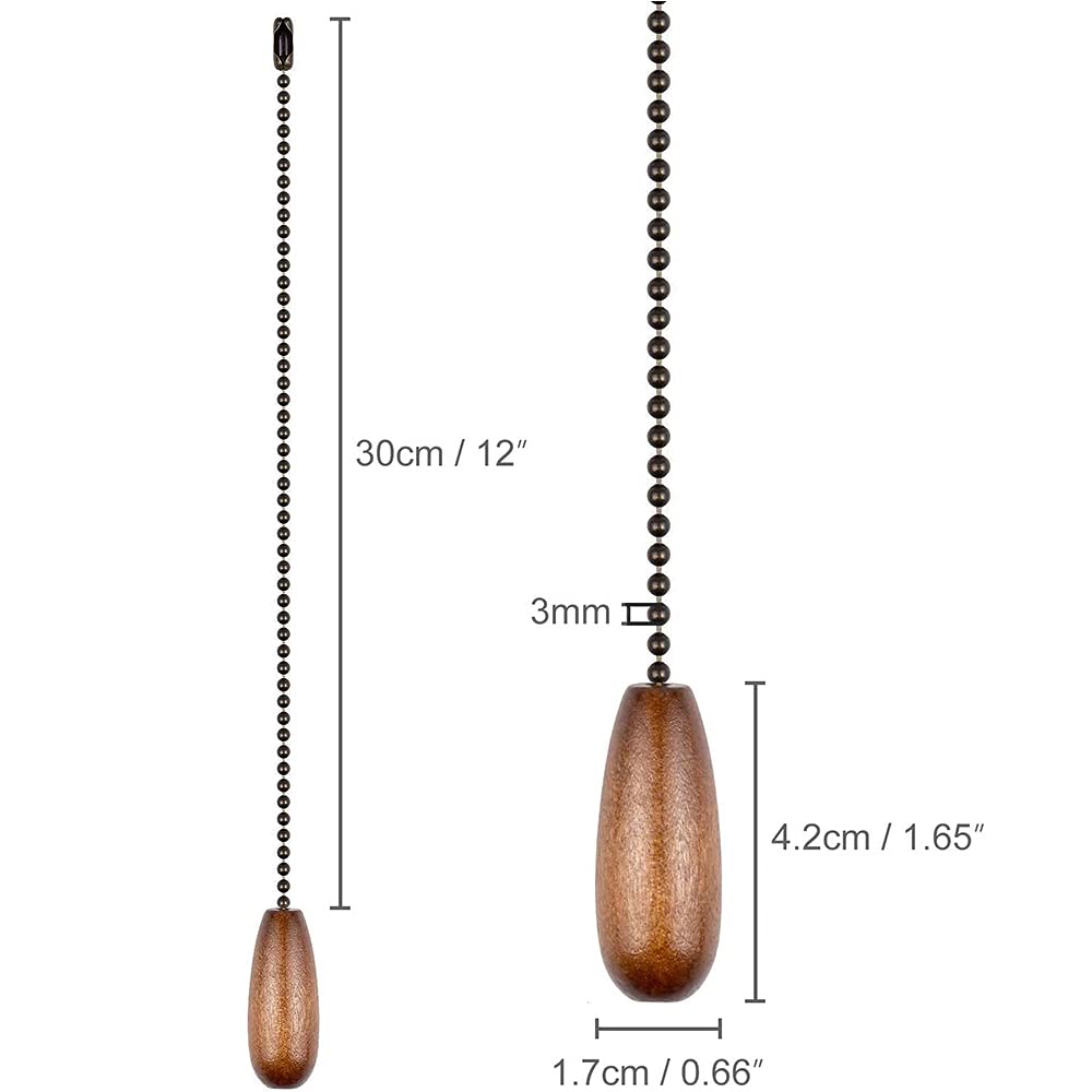 Dotlite Ceiling Fan Pull Chain Extender, 2Pcs Wooden Decorative Pendant Extension Chains, 12 Inches Lighting & Fan Beaded Ball F