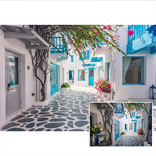 Csfoto 7X5Ft Polyester Greek Santorini Background Backdrop Greece Backdrop For Party Narrow Street Backdrop Morocco Background G