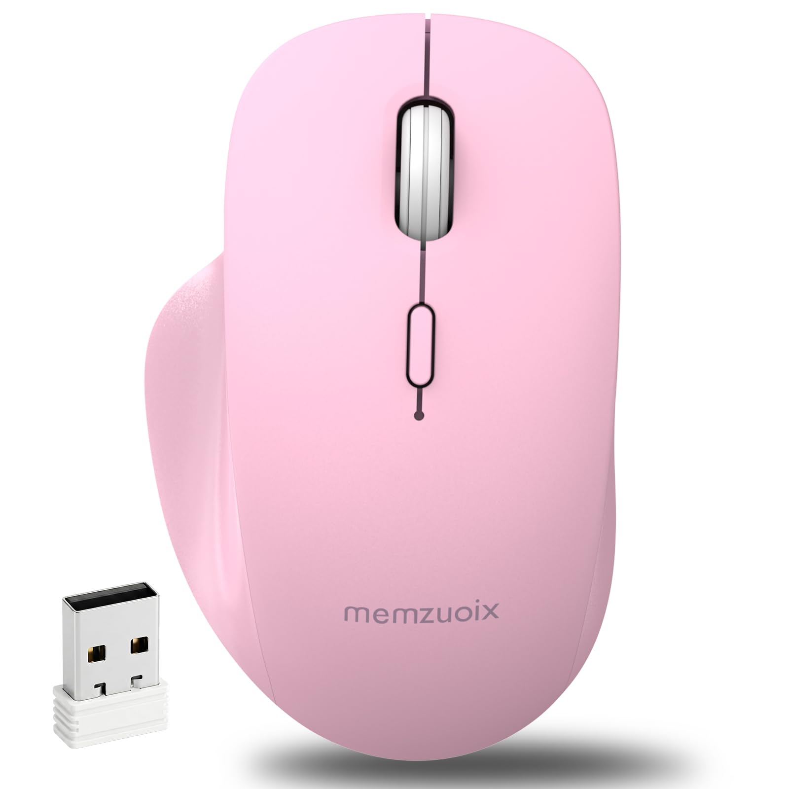 memzuoix Dual Mode Wireless Mouse, 2.4GHz USB + Bluetooth, Silent Clicks, USBC Rechargeable, 3 Adjustable DPI (800/1200/1600), 