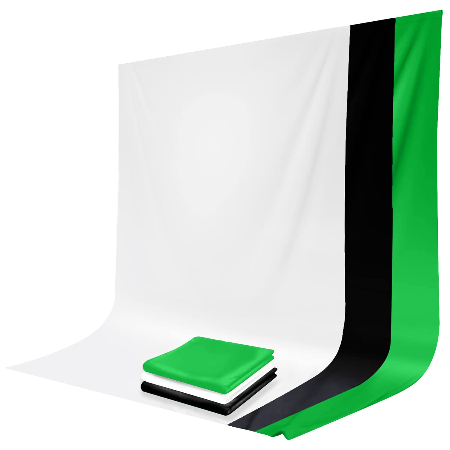 Limostudio 10 X 12 Feet / 120 X 144 Inch White, Black, Green Backdrop Screen Photo Background, Premium > 150Gsm Synthetic Materi