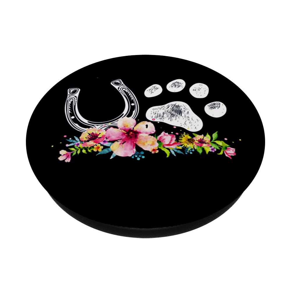 Floral Flowers Horse Lover Pretty Cute Dog Paw Horse Cool Popsockets Adhesive Popgrip