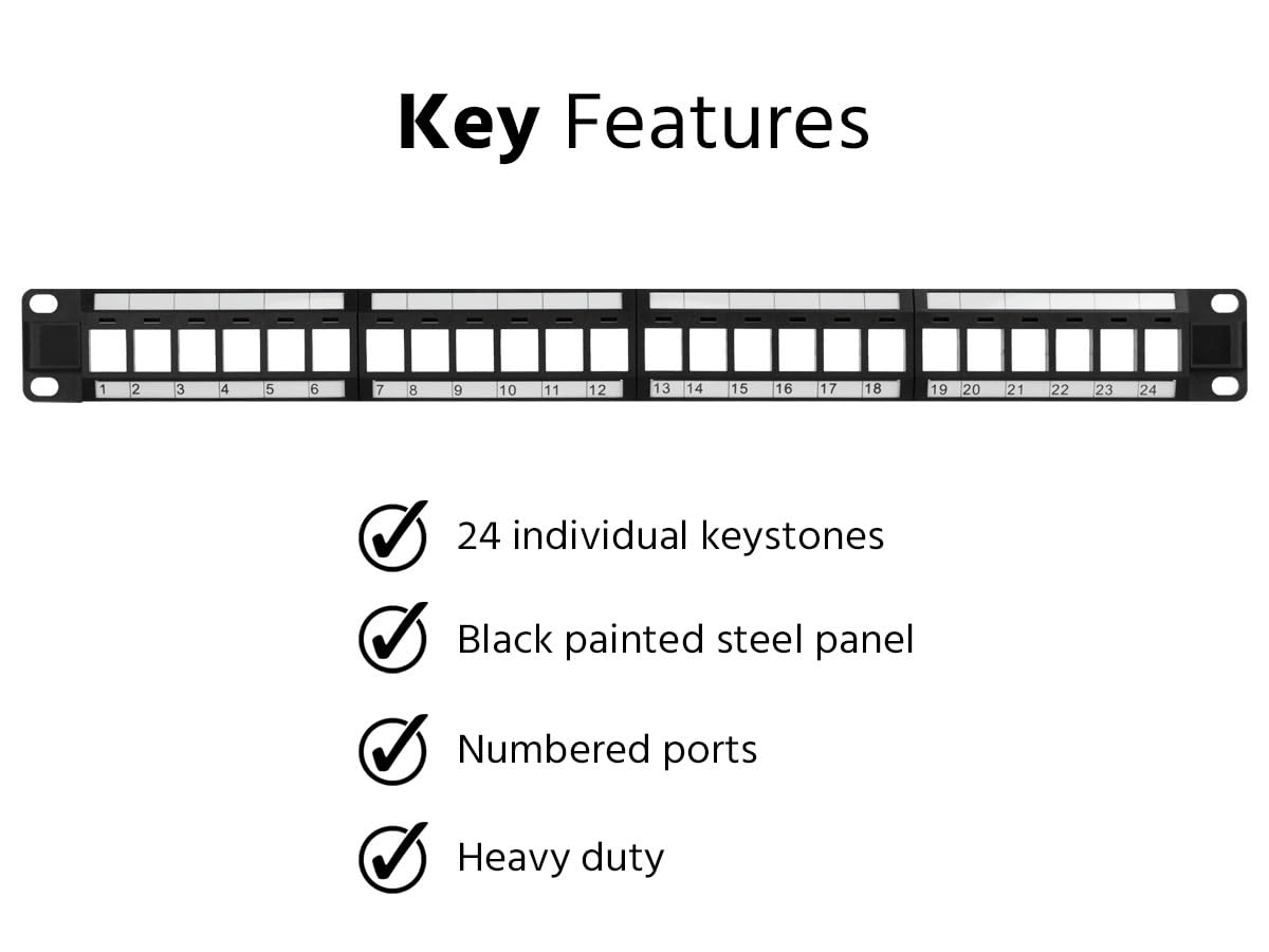 Monoprice Keystone Jack Panel, 24 Ports