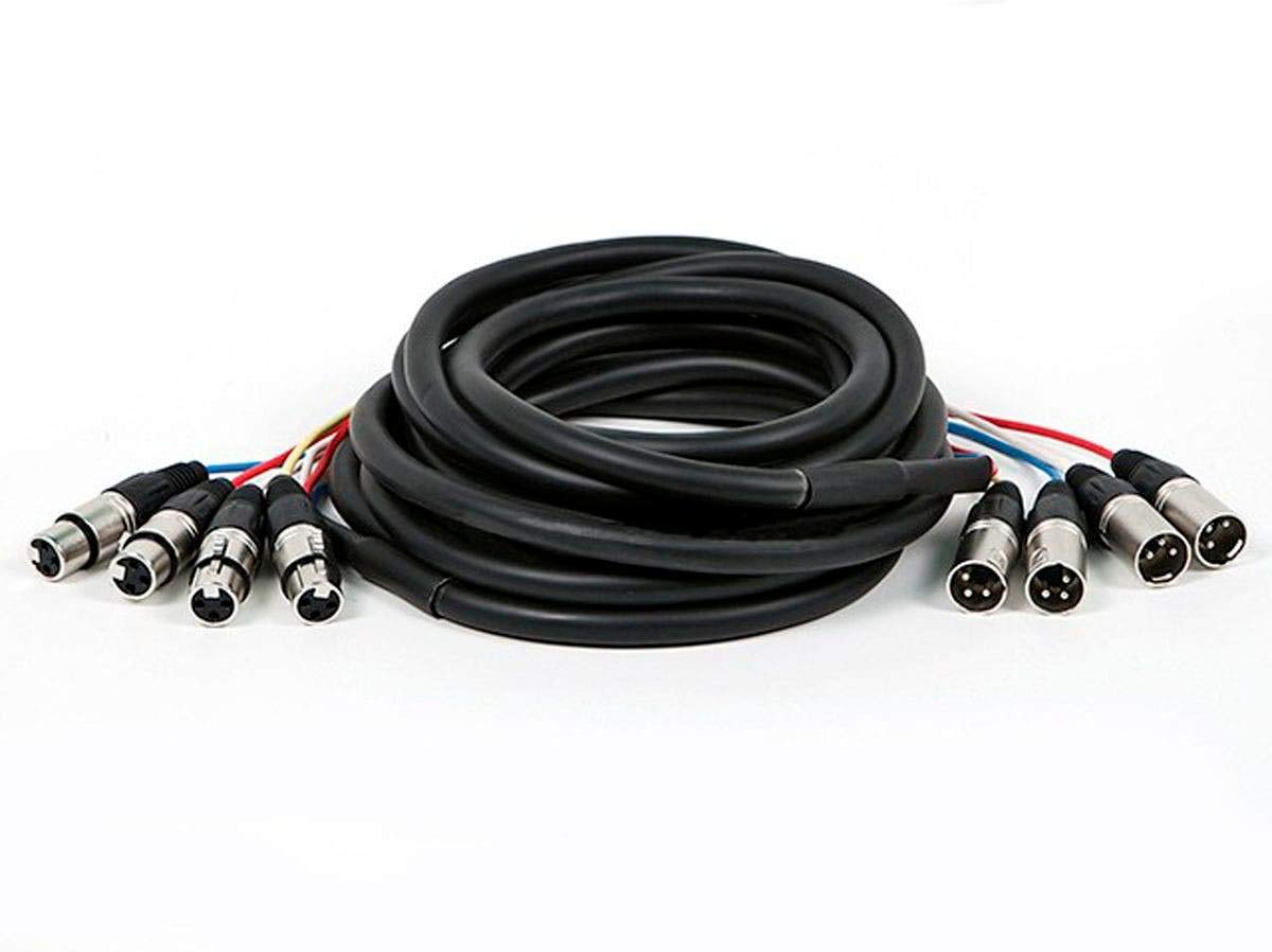 Monoprice 4 Channel Xlr Male To Xlr Female Snake Cable   3 Feet   Black/Silver, Metal Connector Housings, Plastic And Rubber Cab