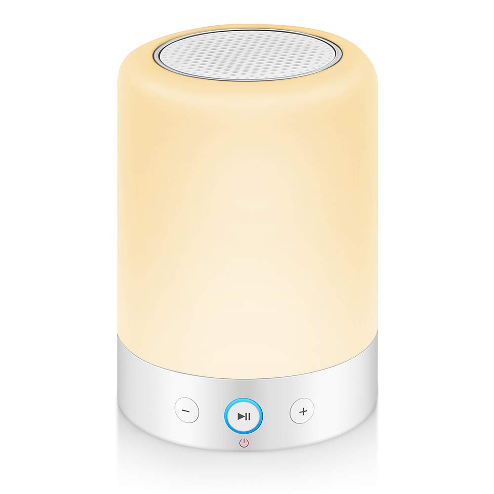 Mrcool Night Light Bluetooth Speaker Bedside Lamp, Dimmable Multicolor Changing Bedside Lamp, Mp3 Player, Gifts For Men Women T