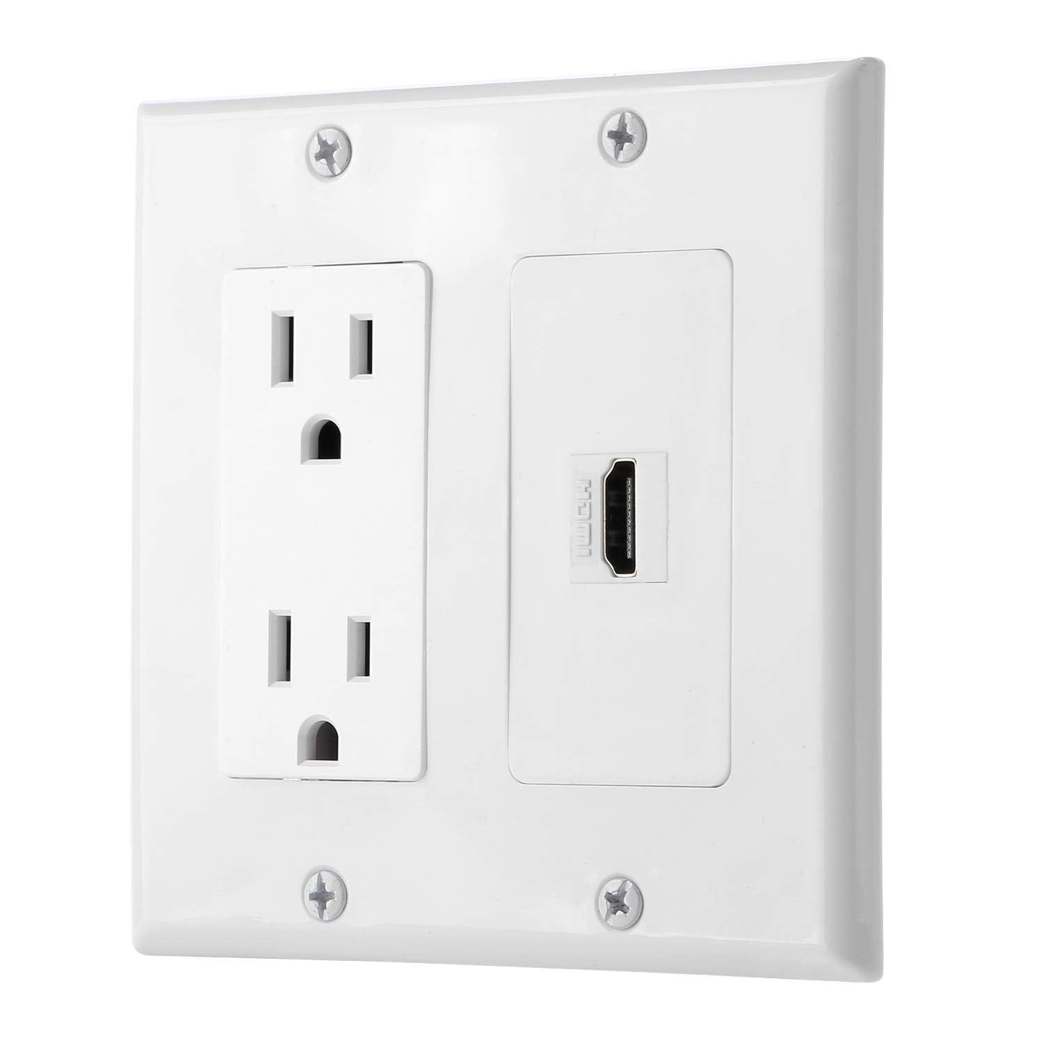 Ibl 15A Power Outlet, 1 Port Hdmi   Wall Plate In White