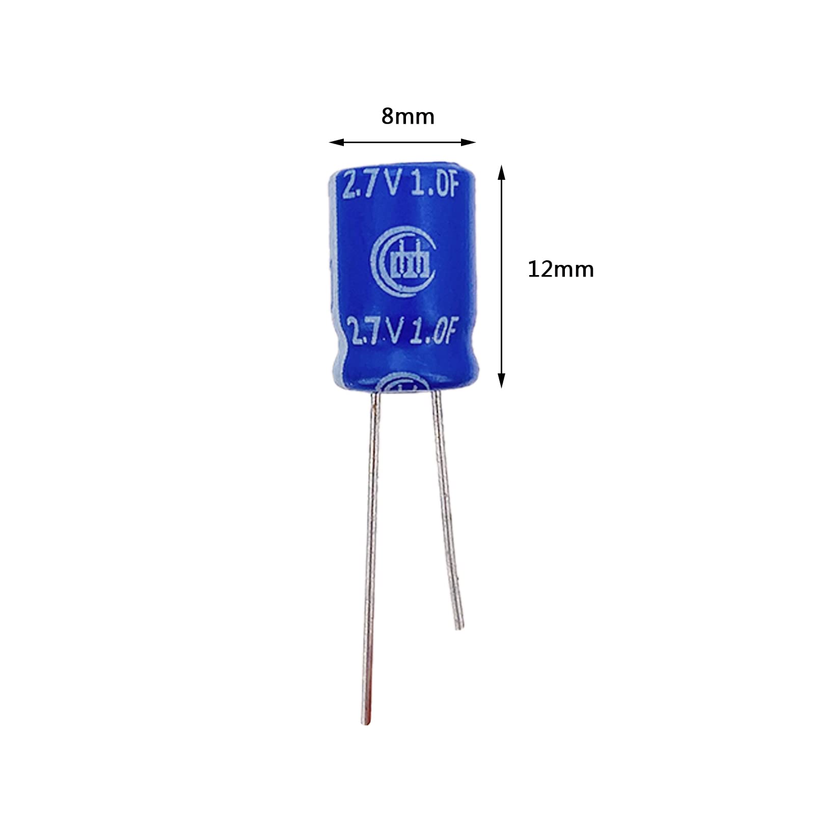 Cermant 10 Pcs 8X12Mm(0.31X0.47In) Super Capacitor 2.7V 1F Farad Capacitance Winding Type Energy Storage For On Board Backup Ene