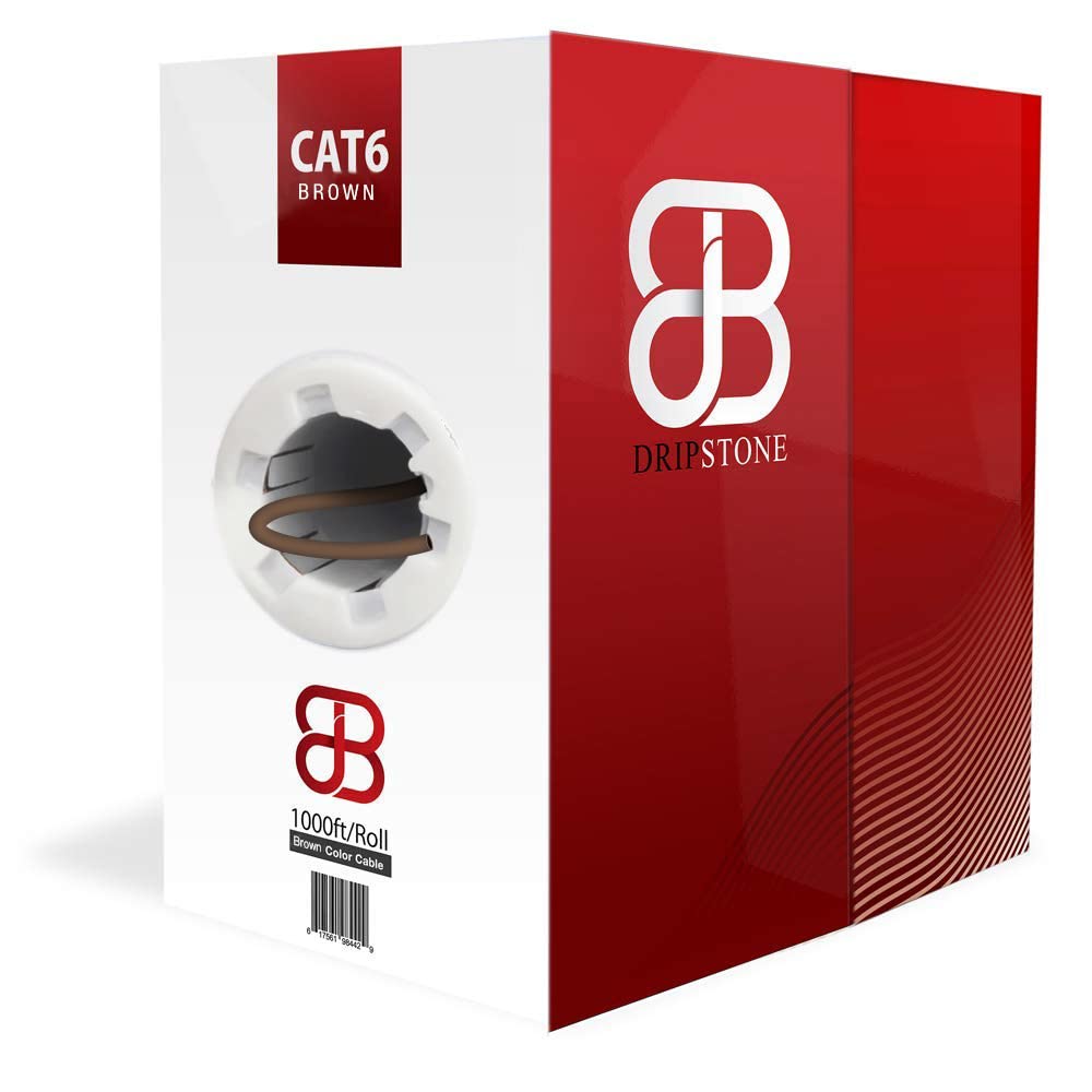 Cat6 1000Ft Solid Utp 23Awg Ethernet Cable 550Mhz Bulk Network Lan Rj45 Cca Wire 1000 Ft Pull Box Cat 6 (Brown)