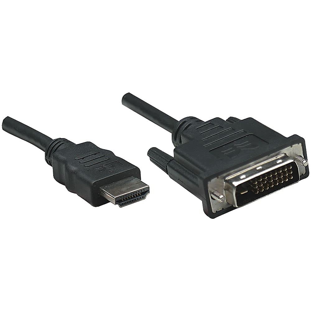 Manhattan DVI to HDMI Cable - 6ft - HDMI Male to DVI-D Male 24+1 High Speed Bi-Directional Adapter Cord, Support 1080P HD-for Ra