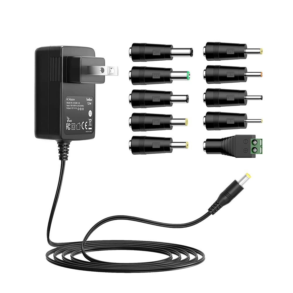 Belker 12V 1A Ac Dc Adapter Wall Charger Power Adapter Supply For 12 Volt Electronics   1000Ma Max.