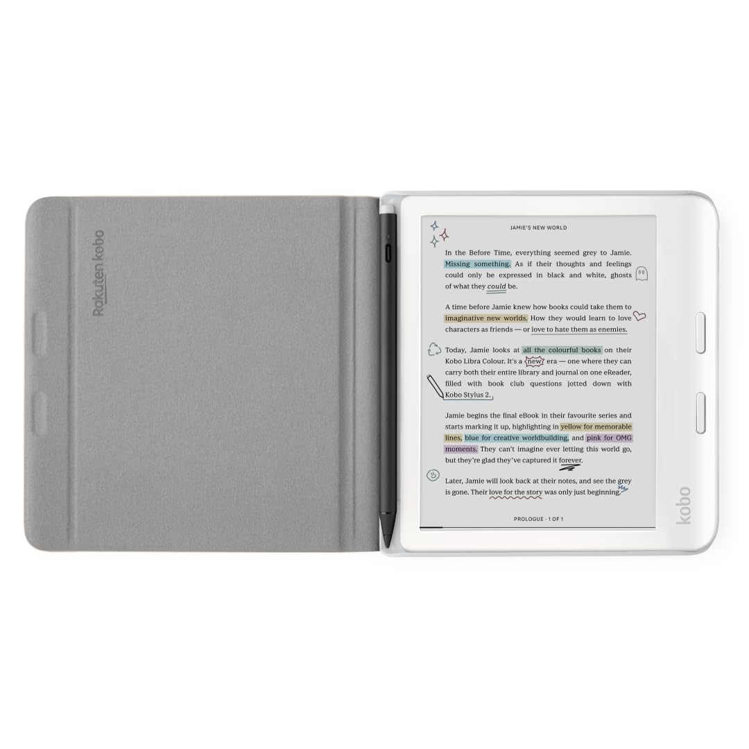 Kobo Libra Colour Notebook Sleepcover Case | Sleep/Wake Technology | Built In 2 Way Stand | Vegan Leather | Compatible With 7''