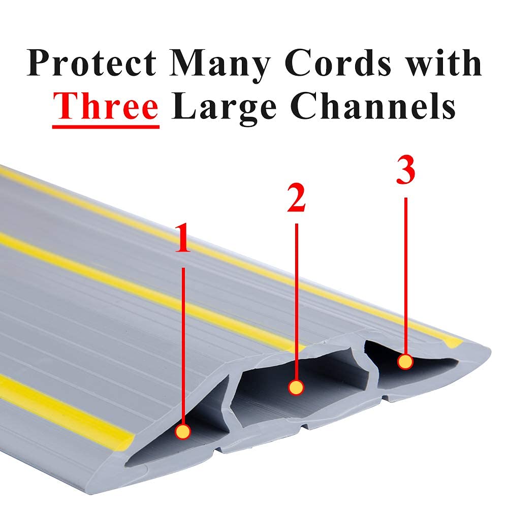20Ft Cord Cover Heavy Duty Cable Protector 3 Channels Contains Cords Cables And Wires Easy To Unroll Conceal Wires Of Home Offic