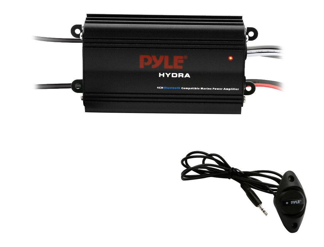Pyle Auto 4 Channel Marine Amplifier   200 Watt Rms 4 Ohm Full Range Stereo With Wireless Bluetooth & Powerful Prime Speaker   H