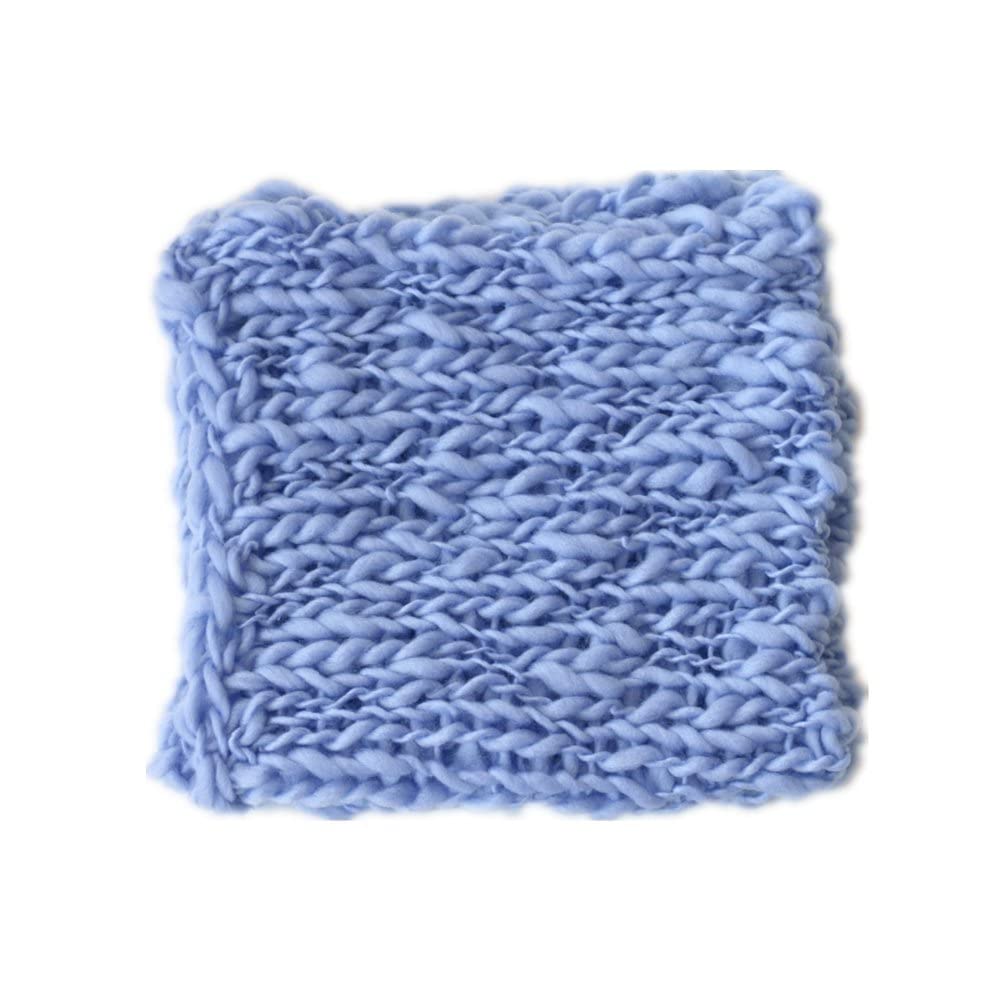 Coberllus Newborn Baby Photo Props Blanket Handmade Knitted Twist Wrap Posing Aid Backdrops For Boy Girls Photography Shoot (Blu