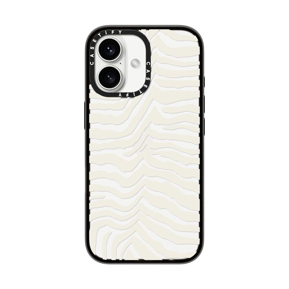 Casetify Compact Case For Iphone 16 [Lightweight / 4 Ft. 2X Military Grade Drop Protection/Slim]   Zebra Stripe   Clear Black