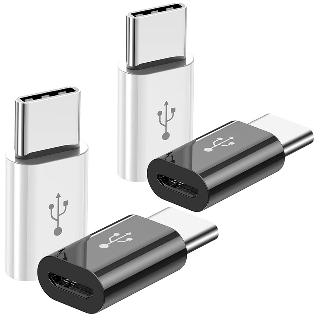 Adapter Micro USB to USB C (4 Pack), Micro-USB Female to USB-C Male OTG Adapter Compatible with Samsung Galaxy, LG, Huawei, Type