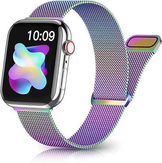 Metal Magnetic Band Compatible For Apple Watch 46Mm 42Mm 44Mm 45Mm 49Mm 38Mm 40Mm 41Mm, Stainless Steel Mesh Magnetic Sport Band