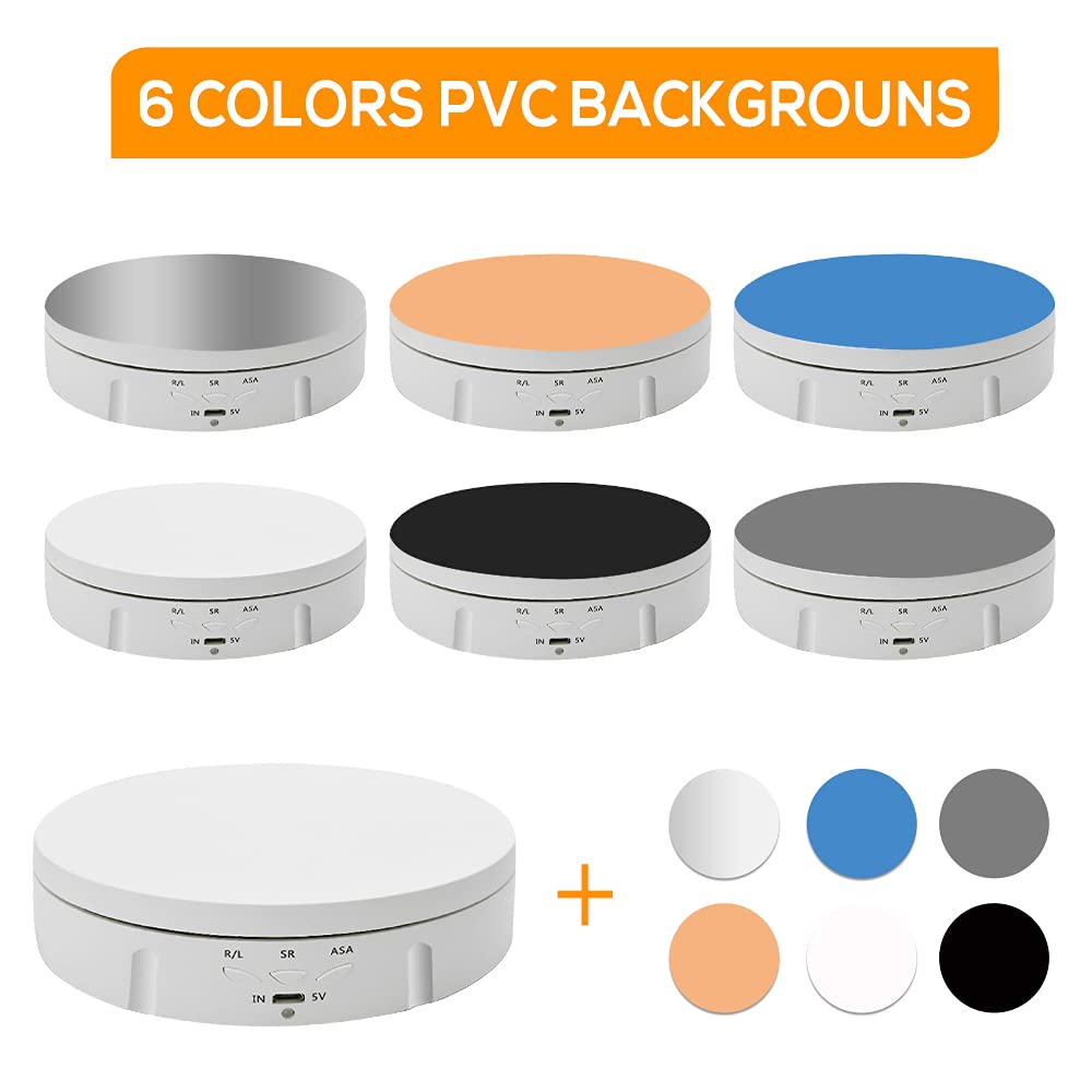 Motorized Photography Rotating Display Stand, 90/180/360 Degree Photography Turntable Stand, Photography Turntable With 6 Pvc Ba