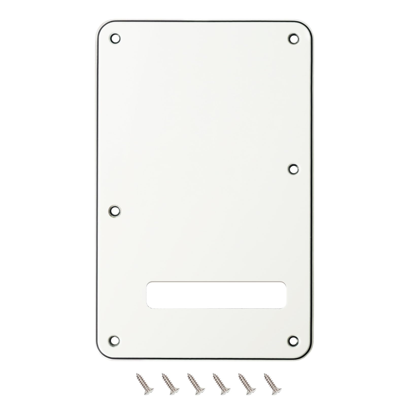 Banworks Electric Guitar 3 Ply Backplate 6-Hole Trem Tremolo Cover for USA/Mexican Fender Standard Strat ST JT/HGB-01 Vintage Wh