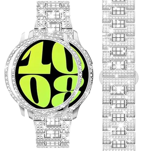 Dsytom Bands Compatible With Samsung Galaxy Watch 6 40Mm 44Mm, 20Mm Bling Metal Replacement Galaxy Watch 6 Band 40Mm 44Mm With R