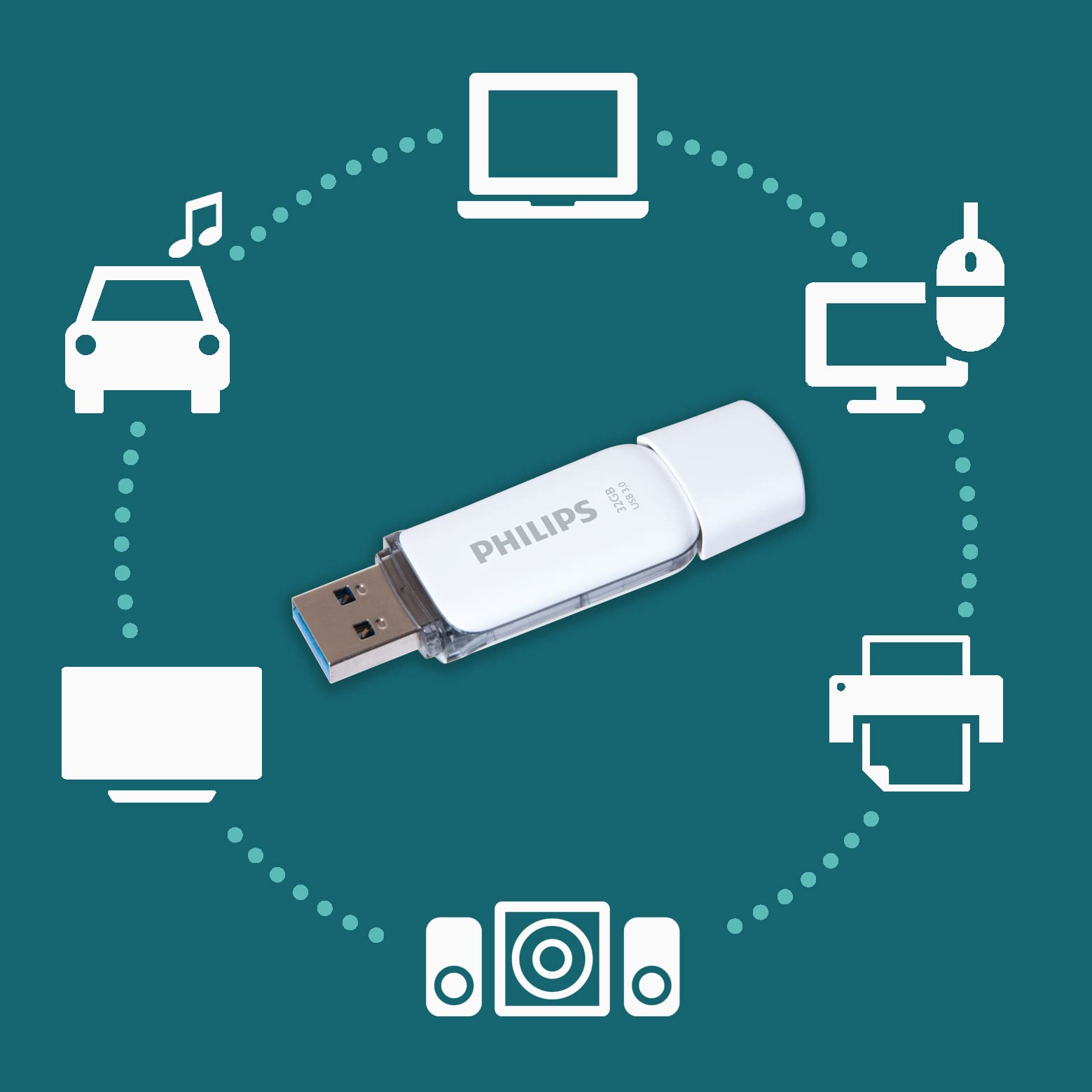 Philips Su000710 32 Gb Usb 3.0 Snow Pen Drive   Black, 100Mb/S