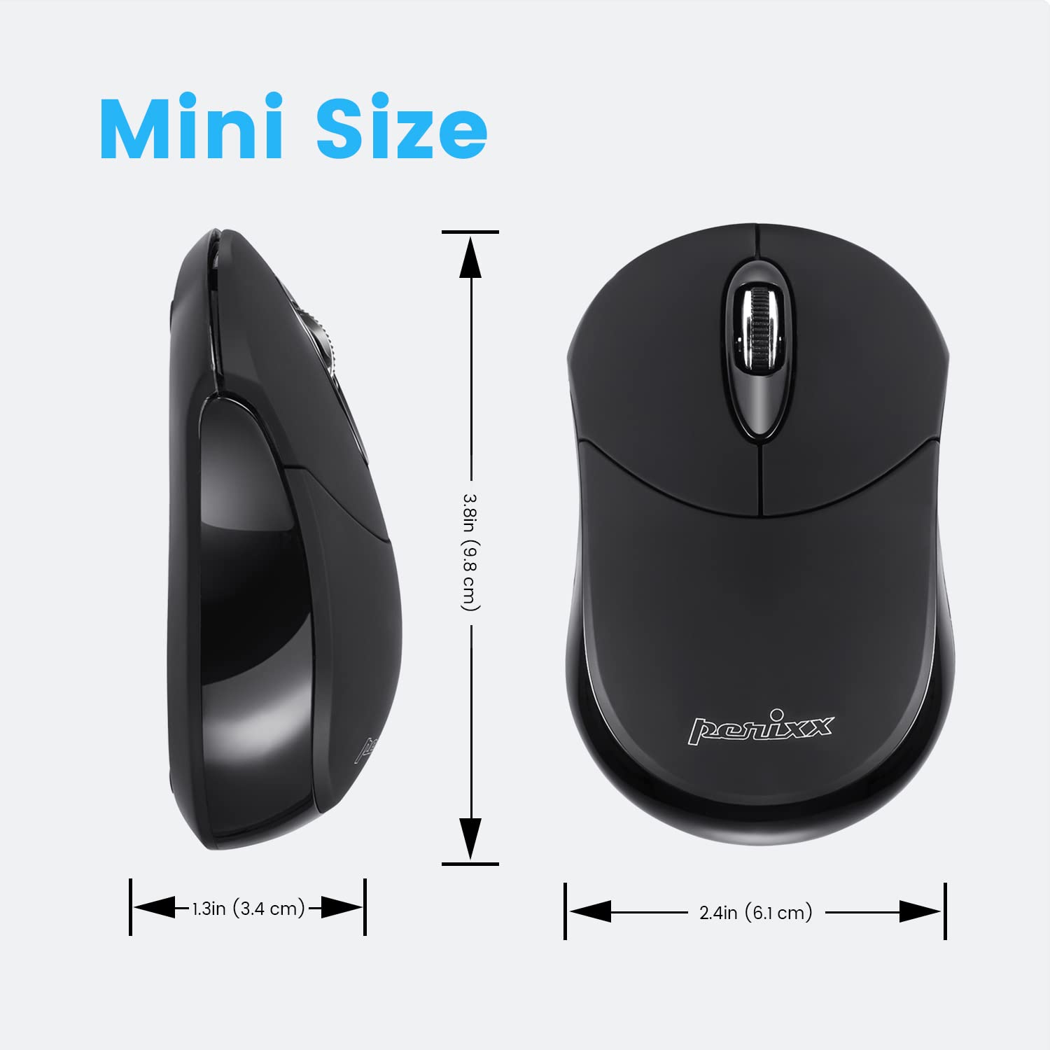 Perixx Perimice 802B Wireless Bluetooth Mouse   Portable Design For Windows, Ios, And Android Tablet   Black Rubber Black