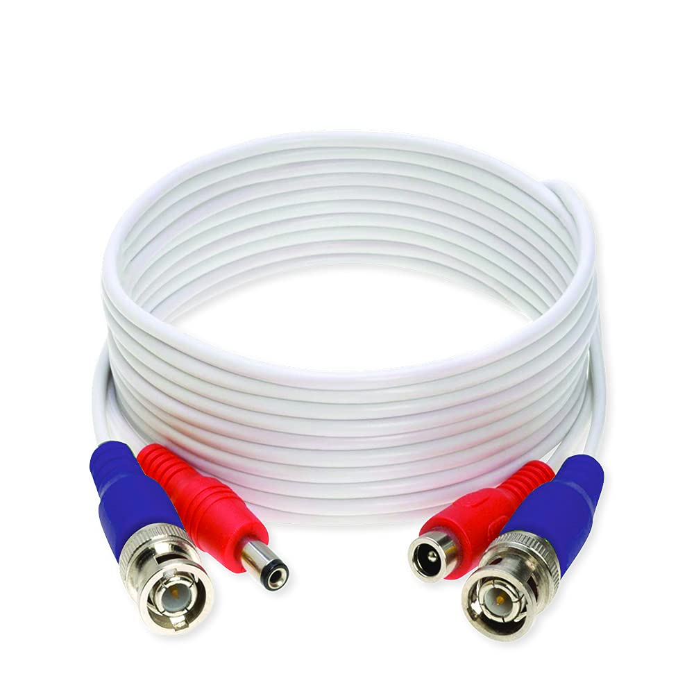 Avue 60 Ft Pre Made Rg59 Siamese Cable Tvi/Ahd/Cvi Video/Power Extension 4K Cable, Bnc: Male To Male, Dc: Male To Female, Acn Si