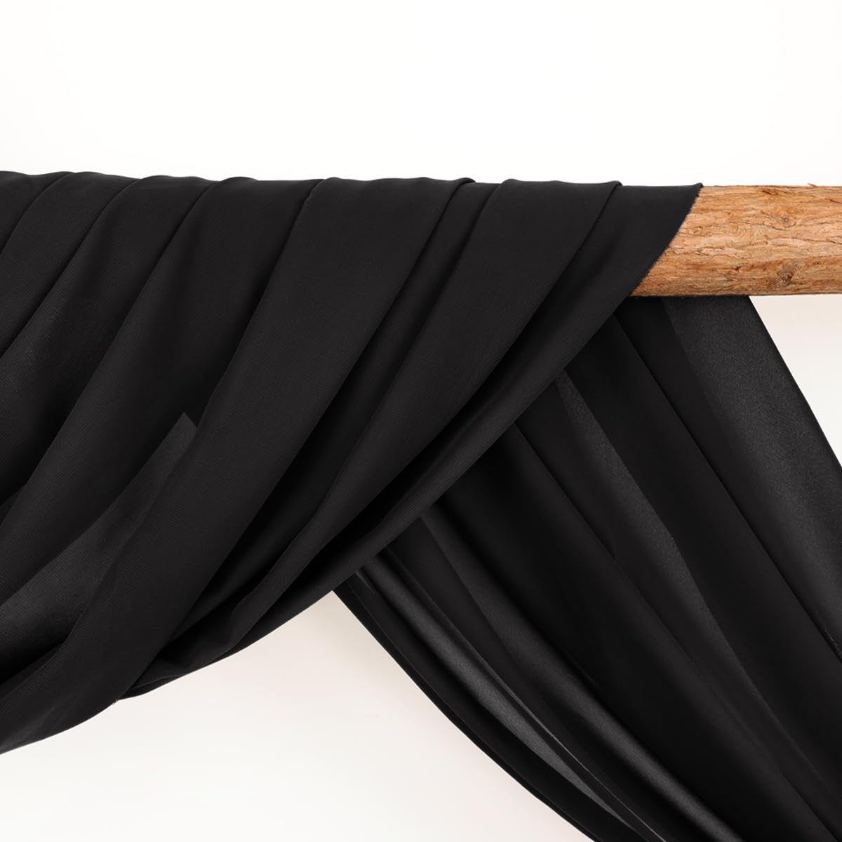 Linxtar 2 Panels Black Wedding Arch Drapery 6 Yards Long And 30'' Wide Sheer Chiffon Wedding Arch Draping Fabric For Party Backd