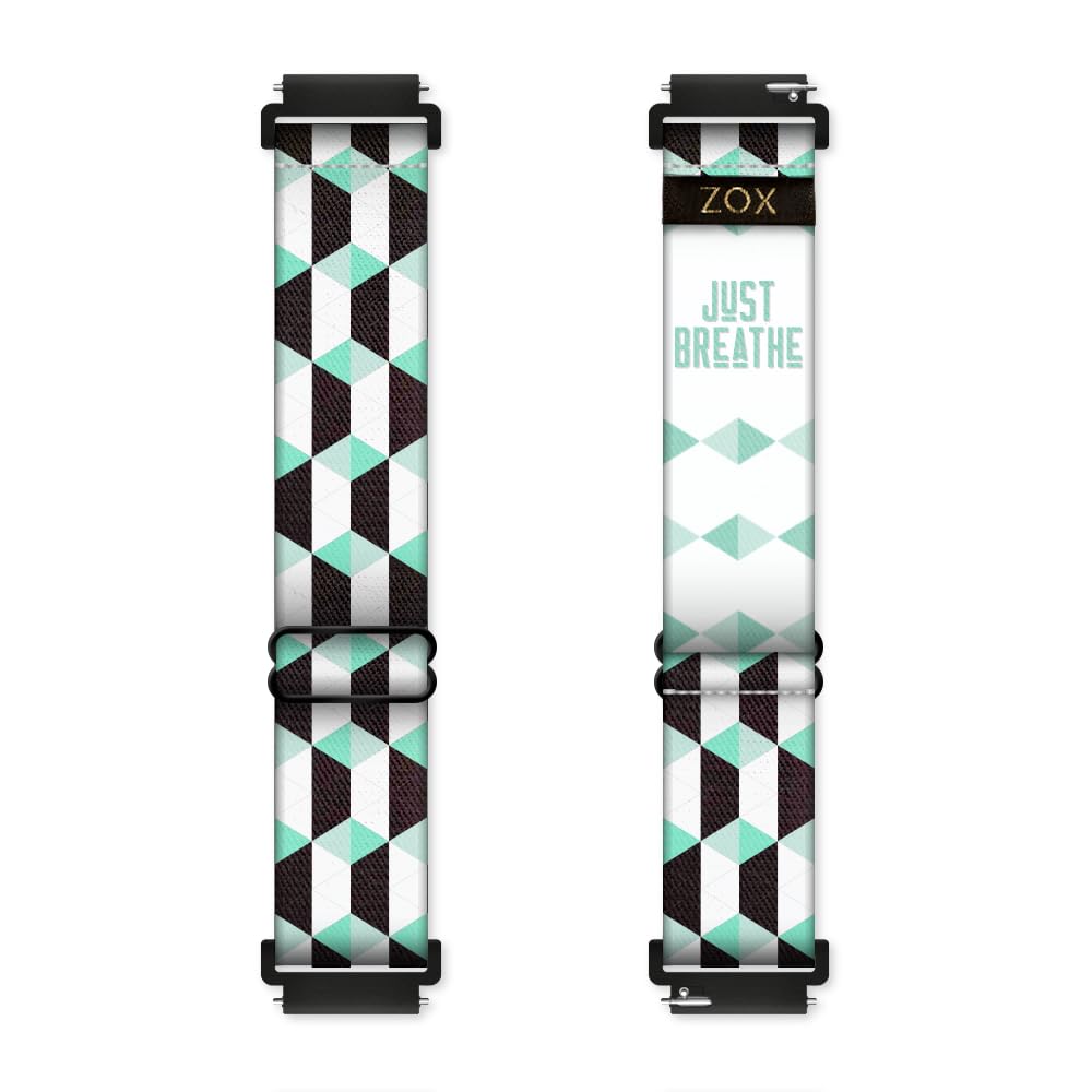 Zox Android Smart Watch Band - Just Breathe | Soft, Adjustable Elastic Band With Motivational Affirmations And Beautiful Artwork