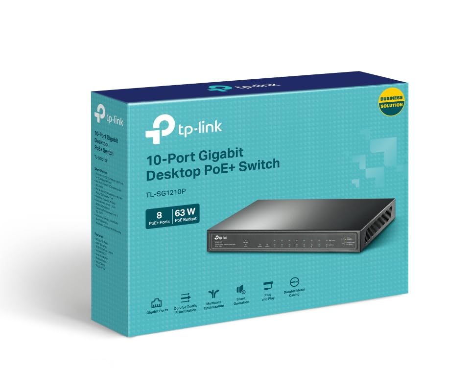 Tp-Link 10-Port Gigabit Desktop Switching Hub With 8 Poe+ Ports Poe Hub Tl-Sg1210P