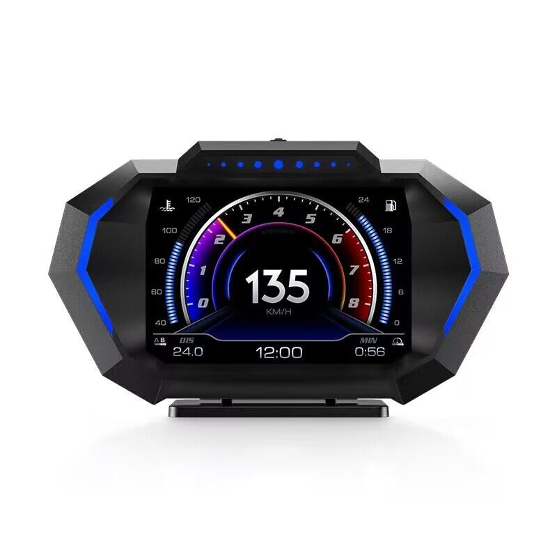 Azijyv Obd2 Gauge Display With Speed, Heads Up Display For Cars P24, Fuel Consumption, Rpm, Overspeed Alarm, Obd+Gps Digital Spe