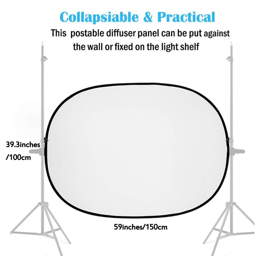 Photography Light Diffuser Panel 59X39.3 Inches/ 150X100Cm Collapsible Sun Reflector Diffusion For Photo Studio Outdoor Lighting