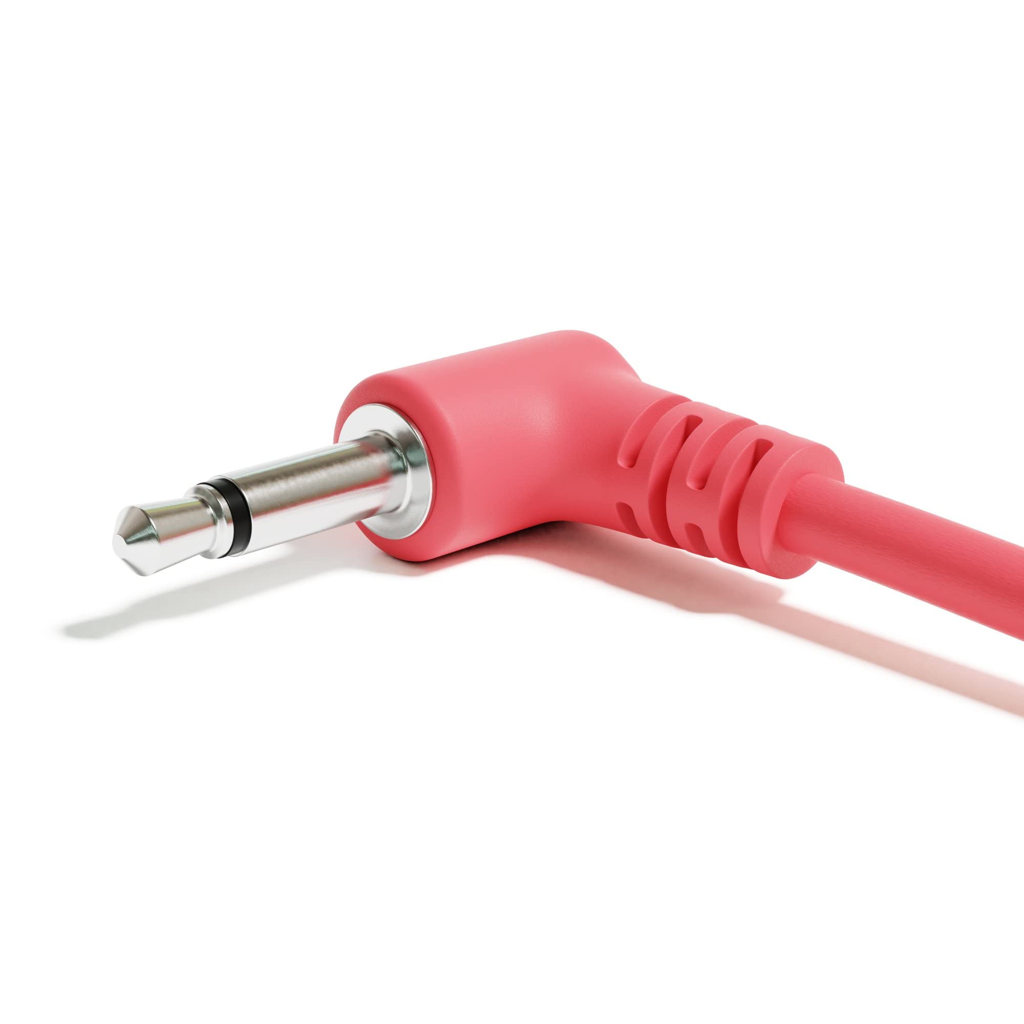 Excelvalley - 5-Pack - Right Angle Mono Modular Patch Cables - 3.5Mm 1/8 Eurorack Synthesizer [Peach | 180 Cm - 70.87]