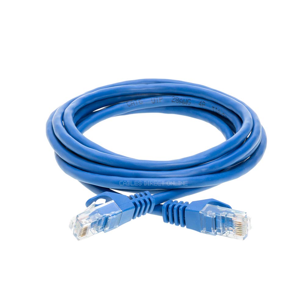 Cables Direct Online Pack Of 3 Snagless Cat5E Ethernet Network Patch Cable Blue 15 Feet