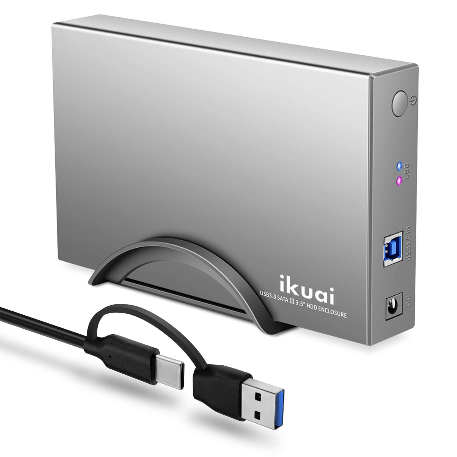 Ikuai Hard Drive Enclosure 3.5'' Aluminum Usb 3.0 / Usb C To Sata Hard Drive Dock Case For 3.5 Inch Internal Hdd & Ssd Up To 20T