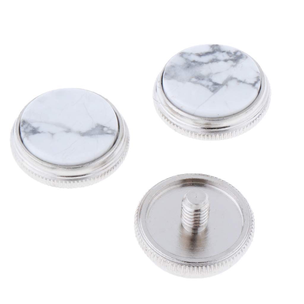 Liyafy 3Pcs Trumpet Valve Finger Buttons Musical Instruments Accessories Silver With White Turquoise Inlay