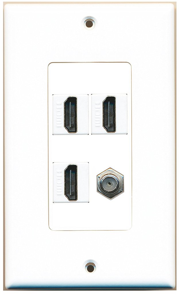 Riteav   3 X Hdmi And 1 X Coax Cable Tv F Type Port Wall Plate Decorative   White