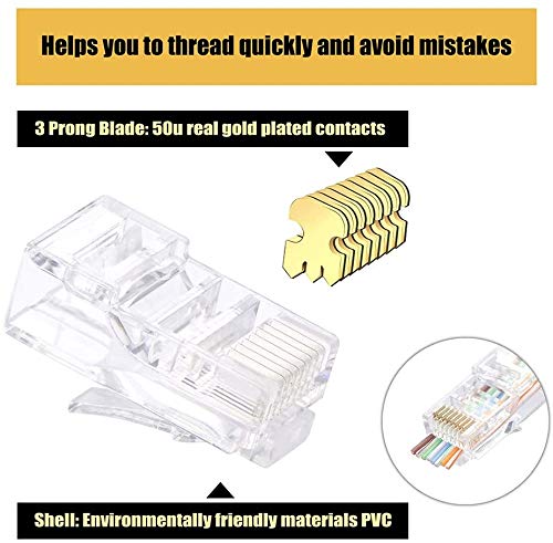Vcelink Rj45 Cat5E Cat5 Pass Through Connectors, Cat5E Rj45 Ends, Rj45 Modular Plugs For Solid Or Stranded Utp Network Cable 100