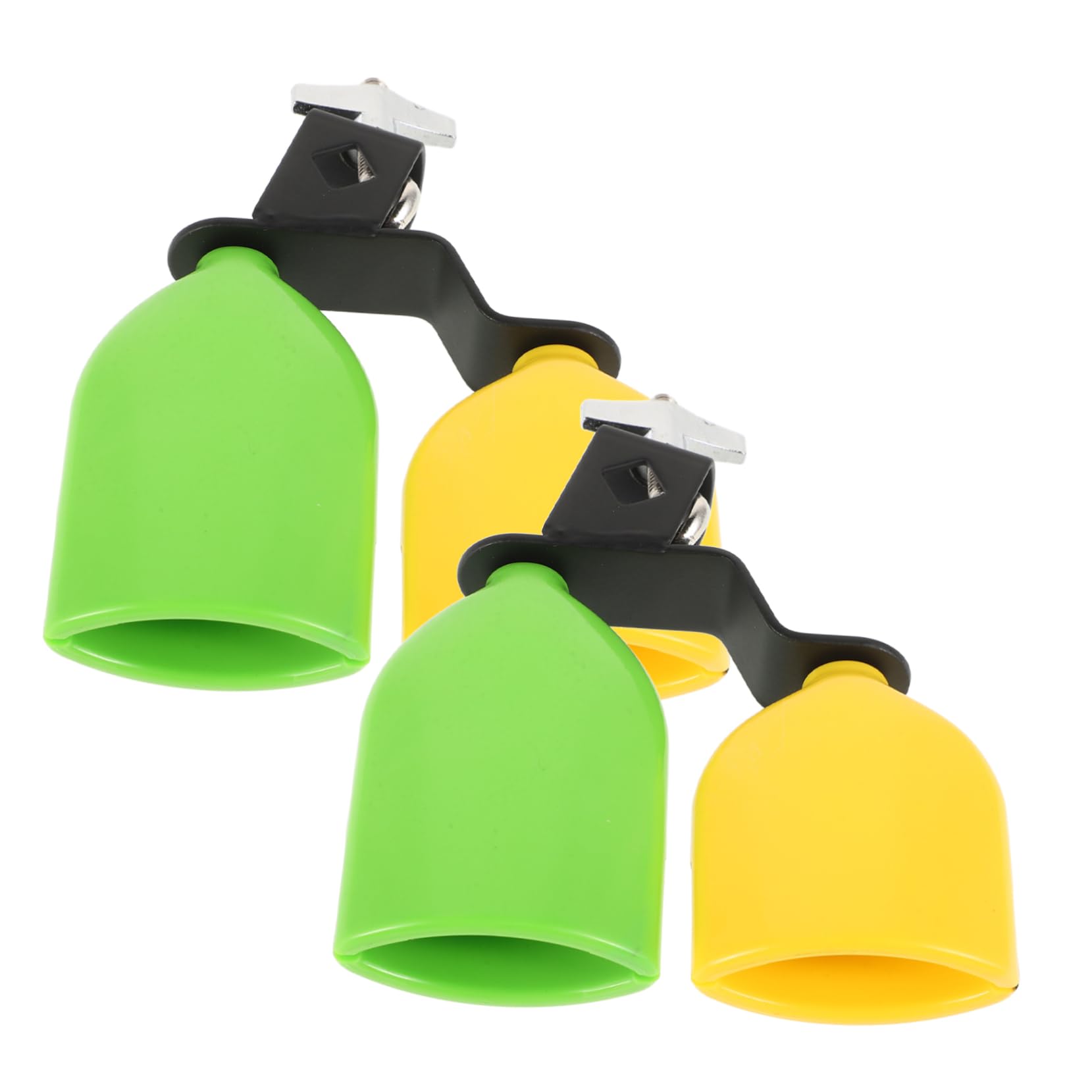 Hemoton 1pair Plastic Cowbell Jam Blocks Pitch Percussion Instrument Set for Music and Celebrations Green Yellow