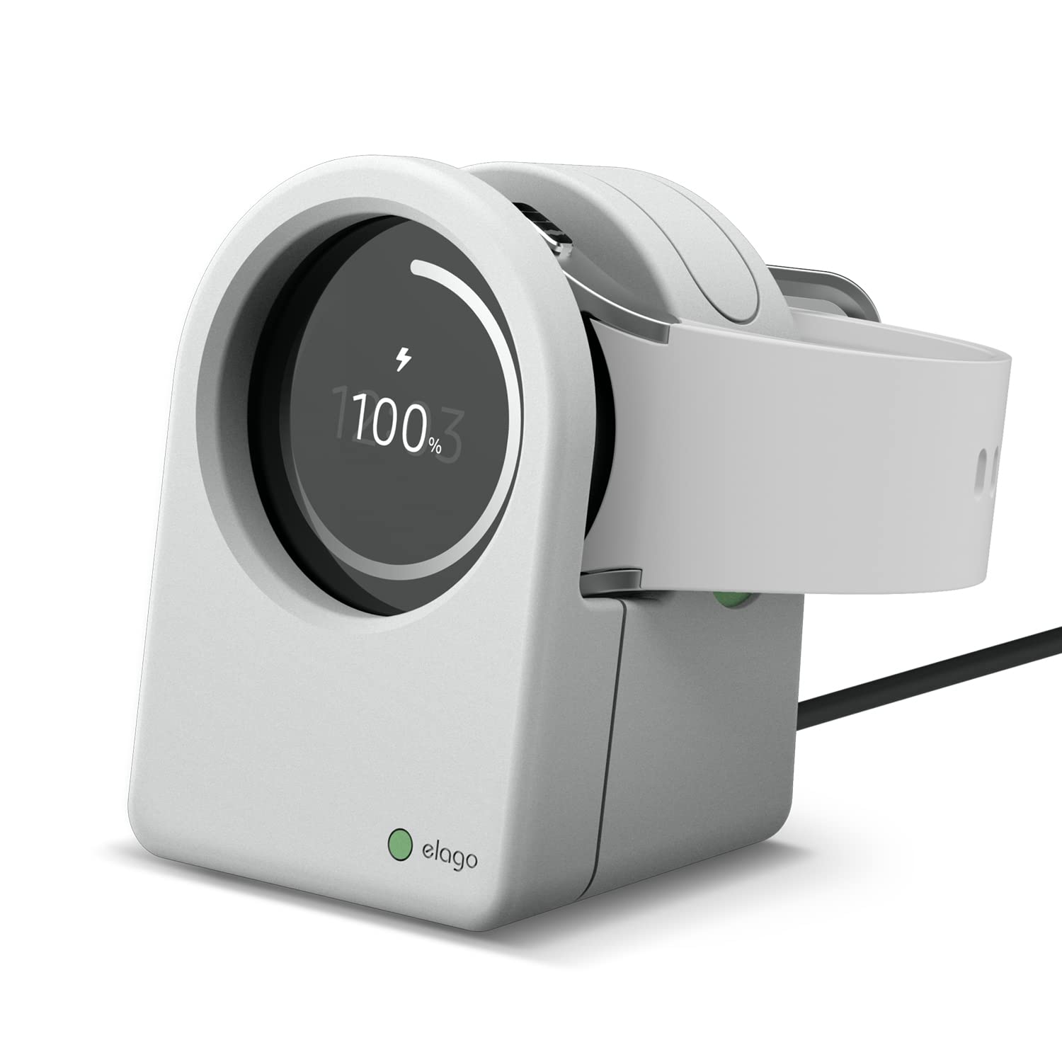 elago Clock Watch Charger Stand Compatible with Samsung Galaxy Watch 4/4 Classic / 3 / Active (40~46mm) - [Light Grey] [Charging