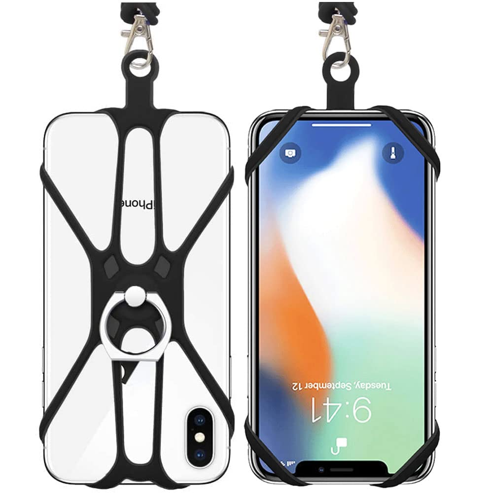 Kinizuxi 2 Pcs Cell Phone Lanyard Crossbody with Adjustable Neck Strap and Phone Ring Grip,Universal Smartphone Lanyard for iPho