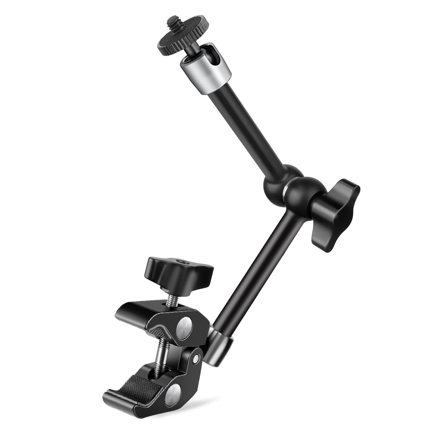 JEBUTU 9.8 Adjustable Magic Arm w Clamp, Articulating Magic Arm Camera Clamp Mount w 1/4 Thread, Overhead Phone Flexible Desk Ca