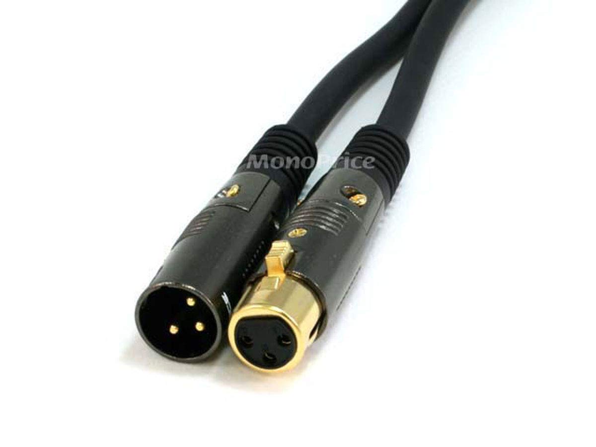 Monoprice Xlr Male To Xlr Female Cable   50 Feet   Black, 16Awg, Gold Plated Copper Wire Conductors   Premier Series