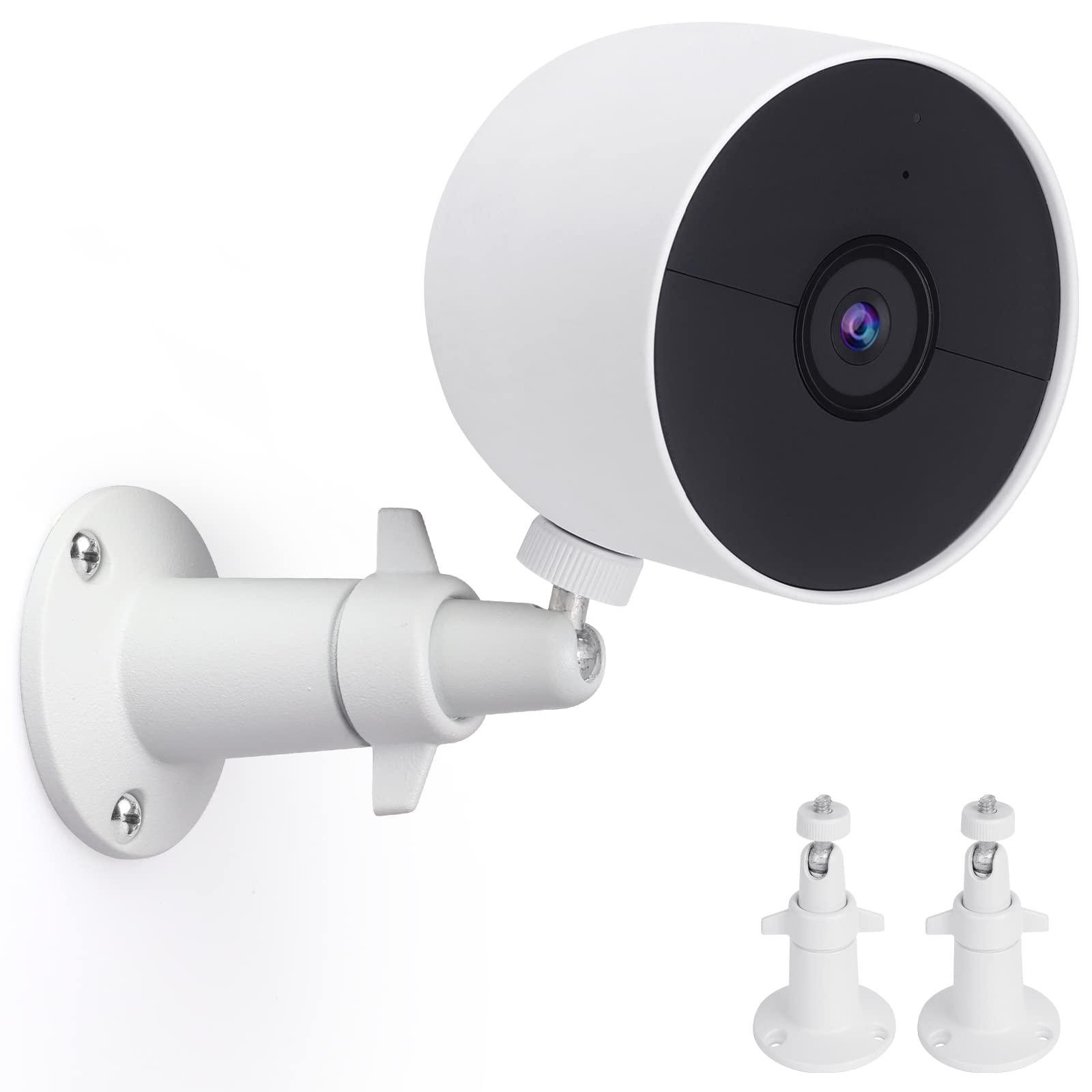 Uyodm 2 Pack Wall Mount Holder Compatible With Google Nest Cam Outdoor Or Indoor, Battery   360�Rotation Security Mounting Bracket For Nest Cam With 1/4 Screw Thread, Camera Not Included (White)