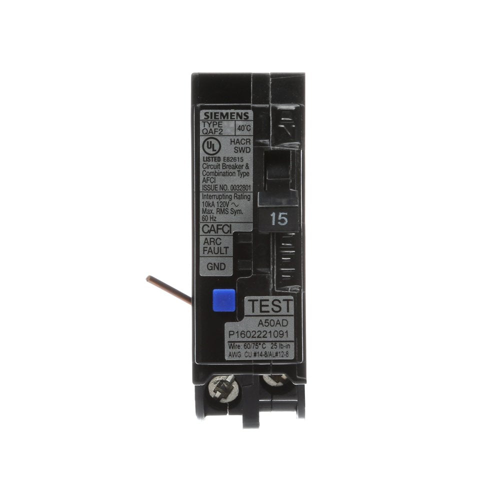 Siemens QA115AFCWG 15 Amp Combination Arc Fault Circuit Interrupter (AFCI) for Use on Wire Guide Series of Load Centers