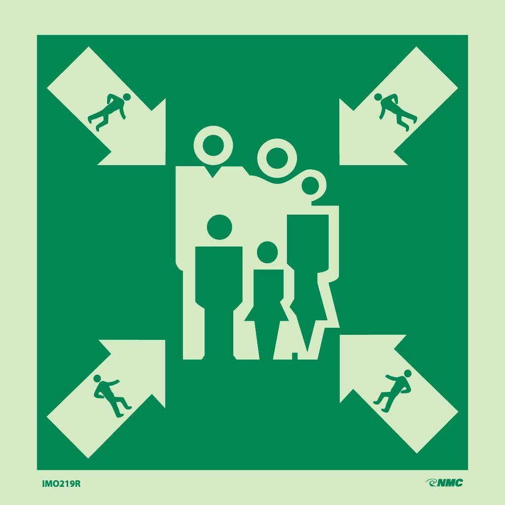 Nmc National Marker Corp. Imo219R Imo, Symbol, Assembly/Muster Station, 6 Inch X 6 Inch, Glow Rigid Laminated