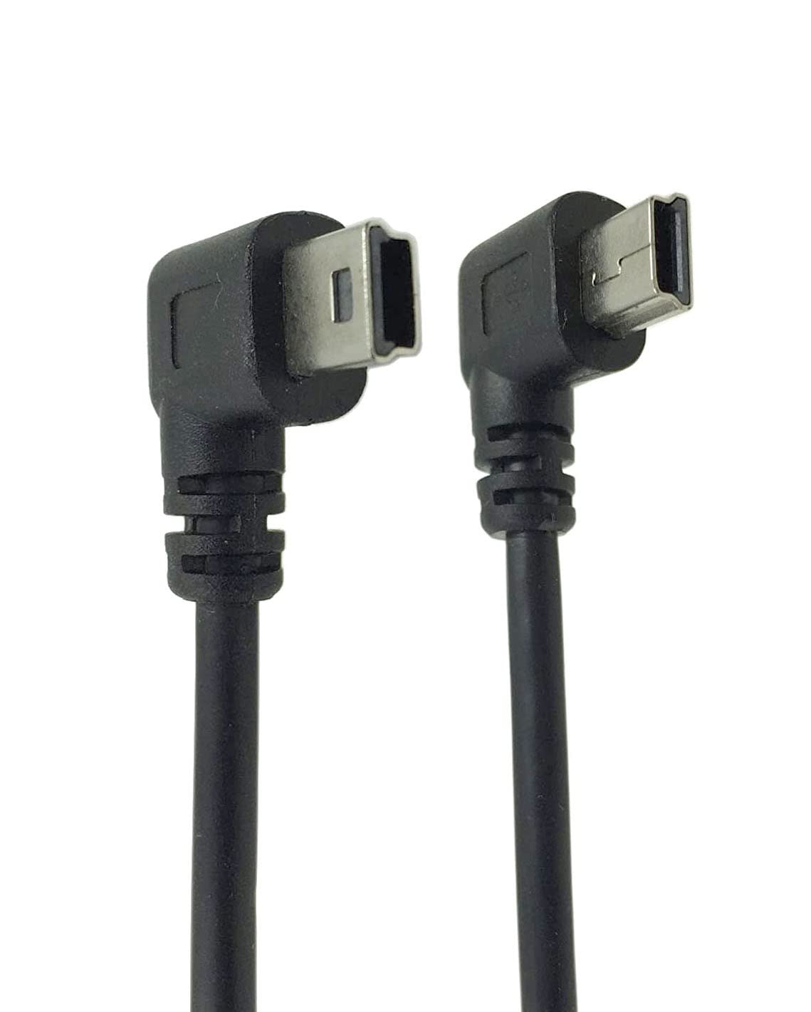(1 Set) Mini Usb Cable, Haokiang 8 Inch Usb 2.0 Male To Mini Usb 90 Degree Angled Male Charging Cable Cord   Black (Left/Right)