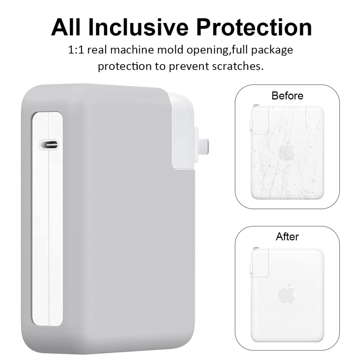 Lcmocico Soft Silicone Power Adapter Sleeve Case For 2021 2022 2023 Macbook Pro 16 Inch A2485 M1 A2780 M2 A2991 M3 Chip Charger