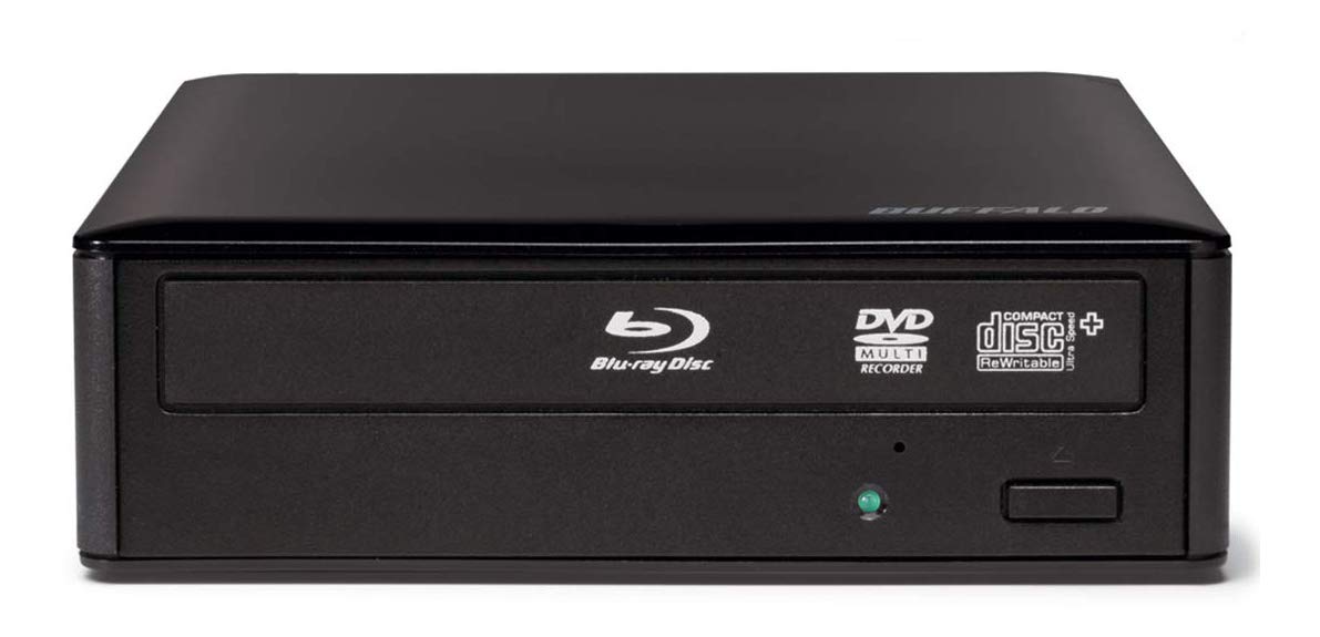Buffalo Mediastation Desktop 16X External Blu Ray Drive For Pc With Usb 3.0. Plays And Burns Blu Rays, Dvds, And Cds.