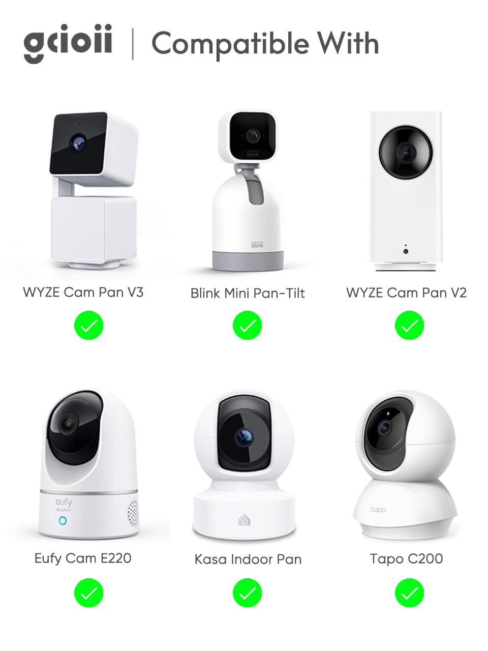 Gcioii 2 Pack Wall Mount And Weatherproof Protective Cover For Wyze Cam Pan V3/V2/V1, Blink Mini Pan Tilt, Eufy Cam E220 (Black,